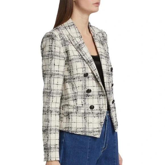 L'Agence Brook Tweed Double Breasted Blazer Jacket - Picture 2 of 9